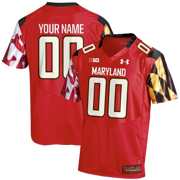 Custom Maryland Terrapins Jersey Name and Number College Football Red Home Game 8 Custom Maryland Terrapins Jersey Name and Number College Football Red Home Game – All Stitched