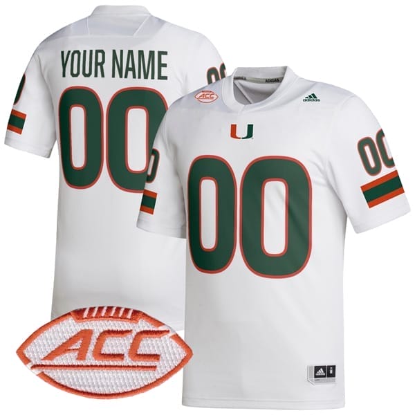 Custom Miami Hurricanes Jersey Name and Number College Football White Away Game 8 Custom Miami Hurricanes Jersey Name and Number College Football White Away Game – All Stitched