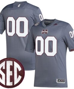 Custom Mississippi State Jersey Name and Number College Football Grey Premier Strategy – All Stitched