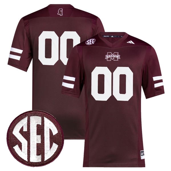 Custom Mississippi State Jersey Name and Number College Football Maroon Premier 8 Custom Mississippi State Jersey Name and Number College Football Maroon Premier – All Stitched