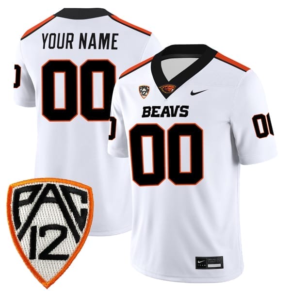 Custom Oregon State Beavers Jersey Name and Number College Football White Away Game 8 Custom Oregon State Beavers Jersey Name and Number College Football White Away Game – All Stitched