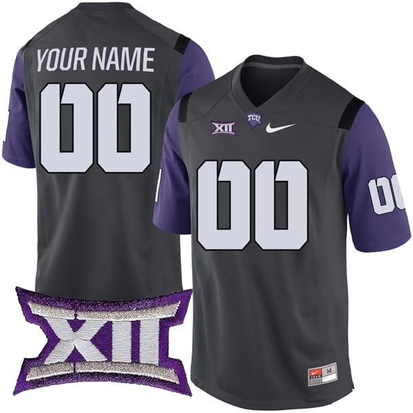 Custom TCU Horned Frogs Jersey Name and Number College Football Anthracite 8 Custom TCU Horned Frogs Jersey Name and Number College Football Anthracite