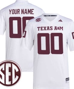 Custom Texas A&M Aggies Jersey Name and Number College Football White Premier – All Stitched