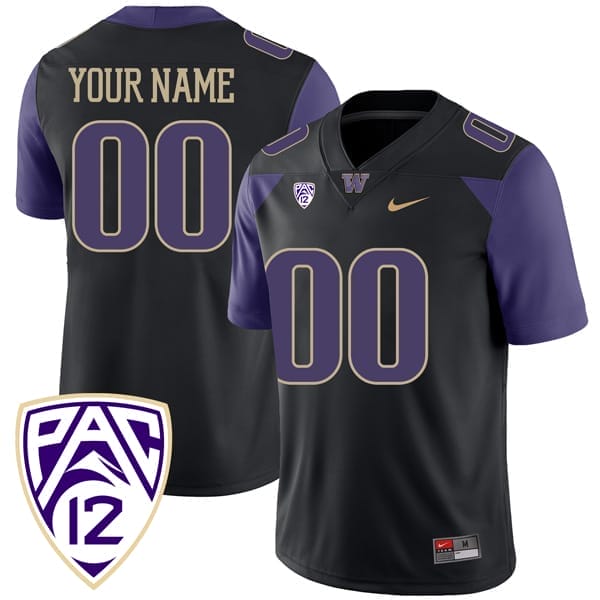 Custom Washington Huskies Jersey Name and Number College Football Black Game 8 Custom Washington Huskies Jersey Name and Number College Football Black Game – All Stitched