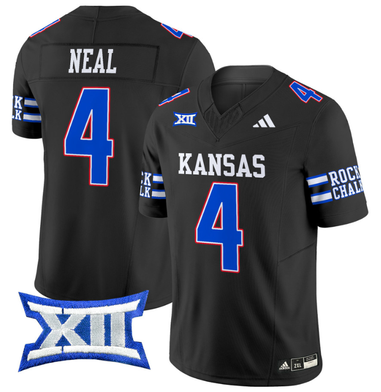 Devin Neal Jersey #4 Kansas Jayhawks 2024 Vapor College Football Vapor Limited Black 8 Devin Neal Jersey #4 Kansas Jayhawks 2024 Vapor College Football Vapor Limited Black