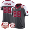 Danny Stutsman Jersey #28 Oklahoma Sooners 100th Anniversary Patch Vapor Limited College Football Stitched Anthracite Alternate