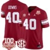 Ethan Downs Jersey #40 Oklahoma Sooners 100th Anniversary Patch Vapor Limited College Football Stitched Crimson