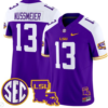 Garrett Nussmeier Jersey #13 LSU Tigers 2024 Louisiana Patch Vapor Limited College Football Stitched Purple Alternate