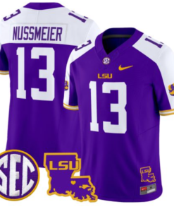 Garrett Nussmeier Jersey #13 LSU Tigers 2024 Louisiana Patch Vapor Limited College Football Stitched Purple Alternate