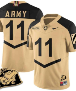 Isaiah Alston Jersey #11 Army Black Knights Jersey Rocky The Bulldog Patch Vapor Limited College Football Stitched Gold Alternate