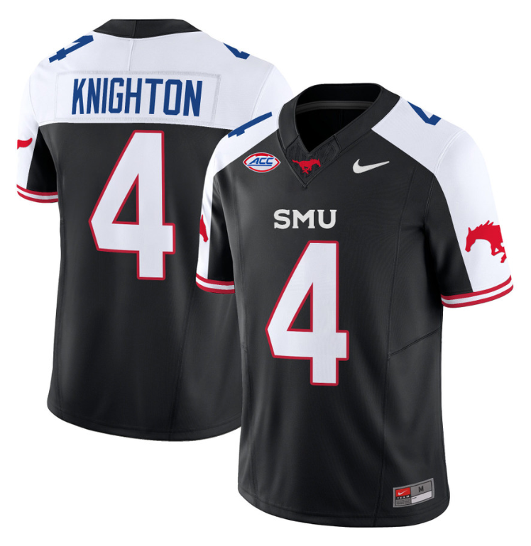 Jaylan Knighton Jersey #4 SMU Mustangs Icy College Football Vapor Limited Black Alternate 8 Jaylan Knighton Jersey #4 SMU Mustangs Icy College Football Vapor Limited Black Alternate