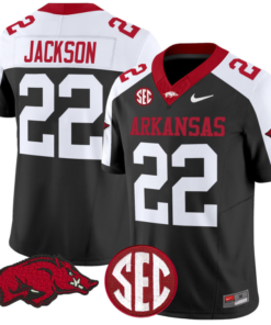 Ja'Quinden Jackson Jersey #22 Arkansas Razorbacks Vapor Limited College Football Stitched Black Alternate