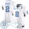 Jakeen Harris Jersey #2 North Carolina Tar Heels Vapor College Football Stitched White