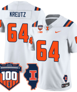 Josh Kreutz Jersey #64 Illinois Fighting Vapor Limited College Football Stitched White
