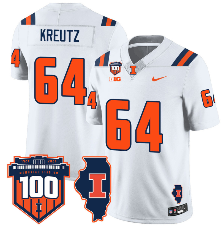 Josh Kreutz Jersey #64 Illinois Fighting Vapor Limited College Football Stitched White 8 Josh Kreutz Jersey #64 Illinois Fighting Vapor Limited College Football Stitched White