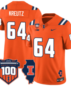 Josh Kreutz Jersey #64 Illinois Fighting Vapor Limited College Football Stitched Orange