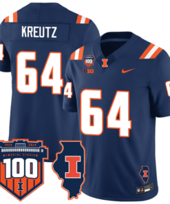 Josh Kreutz Jersey #64 Illinois Fighting Vapor Limited College Football Stitched Navy