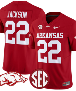 Ja'Quinden Jackson Jersey #22 Arkansas Razorbacks Vapor Limited College Football Stitched Cardinal