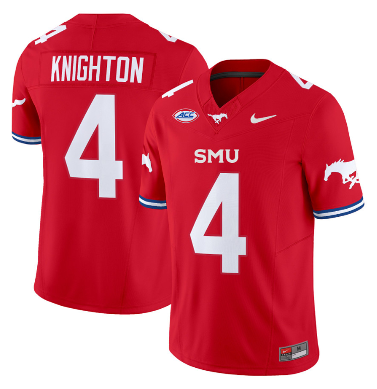 Jaylan Knighton Jersey #4 SMU Mustangs Icy College Football Vapor Limited Red 8 Jaylan Knighton Jersey #4 SMU Mustangs Icy College Football Vapor Limited Red