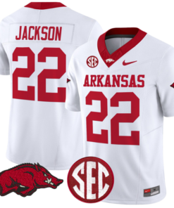 Ja'Quinden Jackson Jersey #22 Arkansas Razorbacks Vapor Limited College Football Stitched White