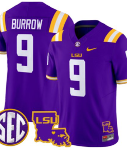 Joe Burrow Jersey #9 LSU Tigers 2024 Louisiana Patch Vapor Limited College Football Stitched Purple