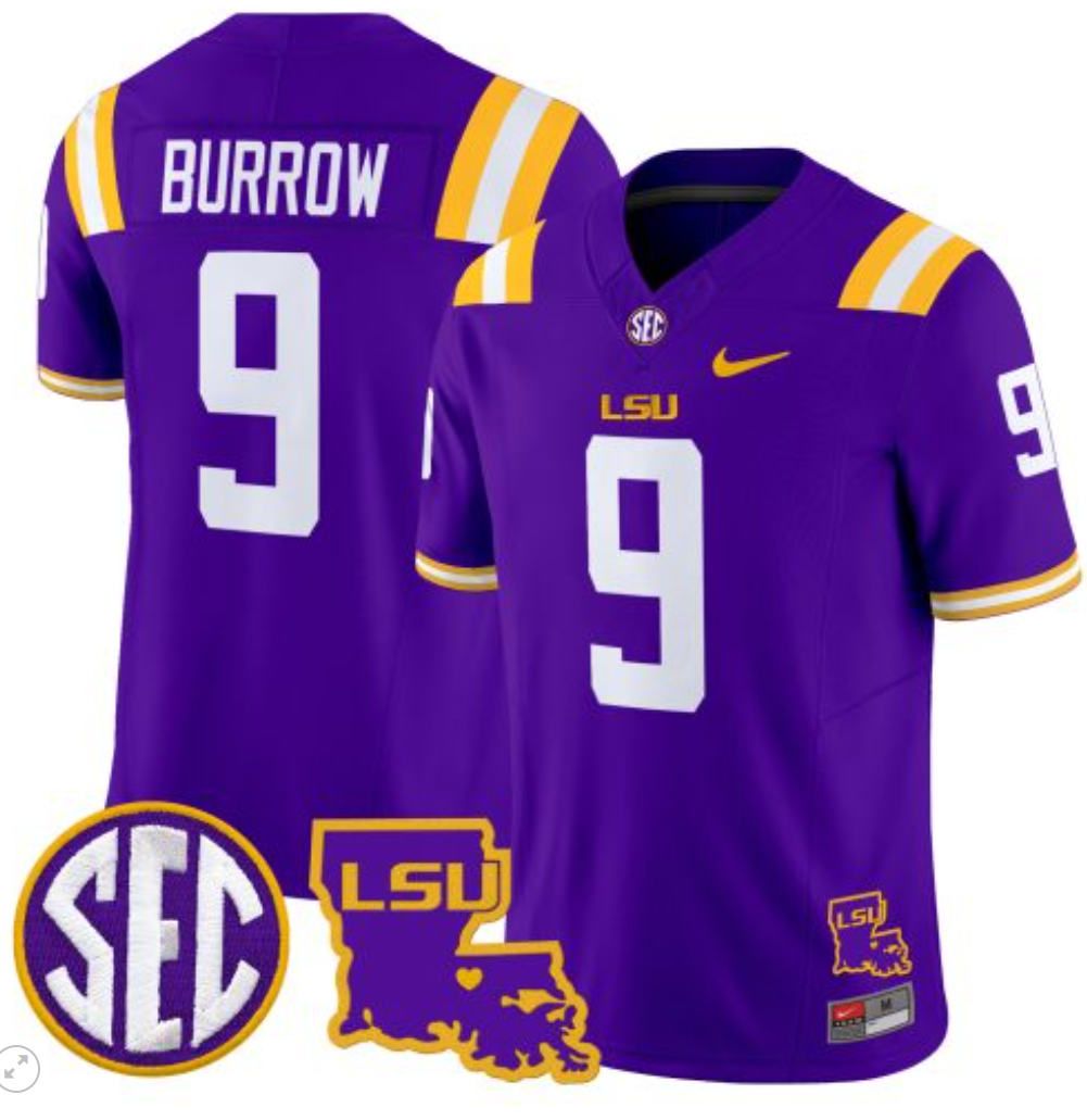 Joe Burrow Jersey #9 LSU Tigers 2024 Louisiana Patch Vapor Limited College Football Stitched Purple 8 Joe Burrow Jersey #9 LSU Tigers 2024 Louisiana Patch Vapor Limited College Football Stitched Purple