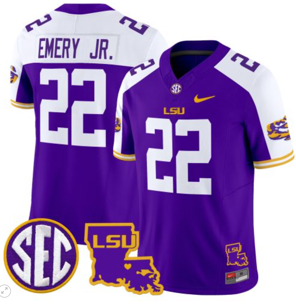 John Emery Jr Jersey #22 LSU Tigers 2024 Louisiana Patch Vapor Limited College Football Stitched Purple Alternate 8 John Emery Jr Jersey #22 LSU Tigers 2024 Louisiana Patch Vapor Limited College Football Stitched Purple Alternate