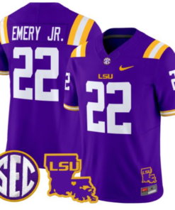 John Emery Jr Jersey #22 LSU Tigers 2024 Louisiana Patch Vapor Limited College Football Stitched Purple