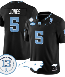 JJ Jones Jersey #5 North Carolina Tar Heels Vapor College Football Stitched Black
