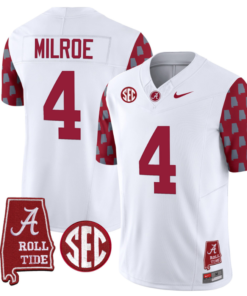 Jalen Milroe Jersey #4 Alabama Crimson Tide Vapor College Football Limited Stitched Crimson Sleeves