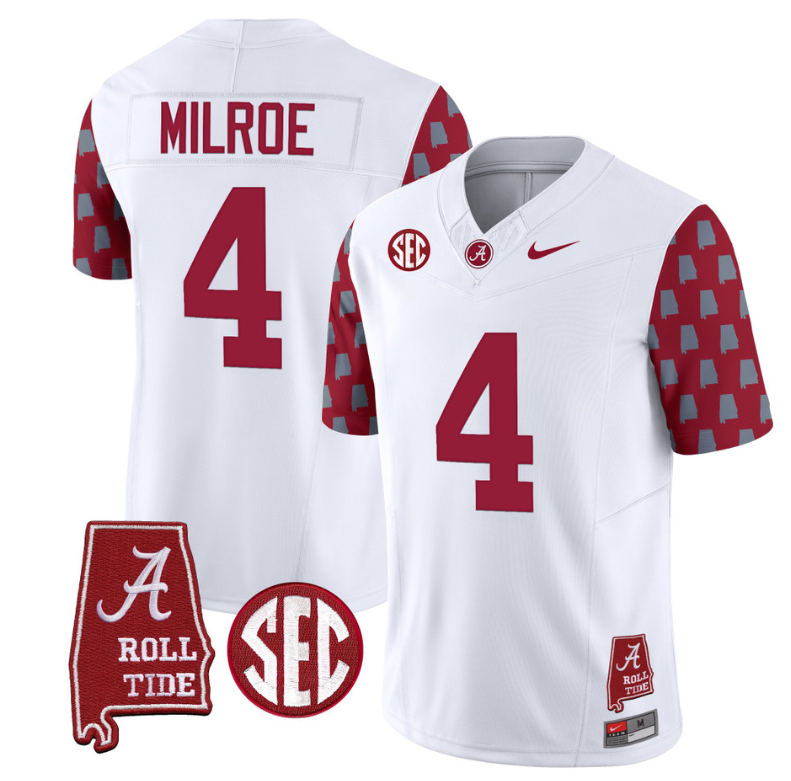Jalen Milroe Jersey #4 Alabama Crimson Tide Vapor College Football Limited Stitched Crimson Sleeves 8 Jalen Milroe Jersey #4 Alabama Crimson Tide Vapor College Football Limited Stitched Crimson Sleeves