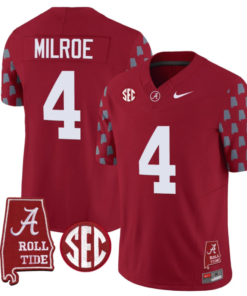 Jalen Milroe Jersey #4 Alabama Crimson Tide Vapor College Football Limited Stitched Crimson