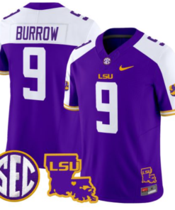 Joe Burrow Jersey #9 LSU Tigers 2024 Louisiana Patch Vapor Limited College Football Stitched Purple Alternate