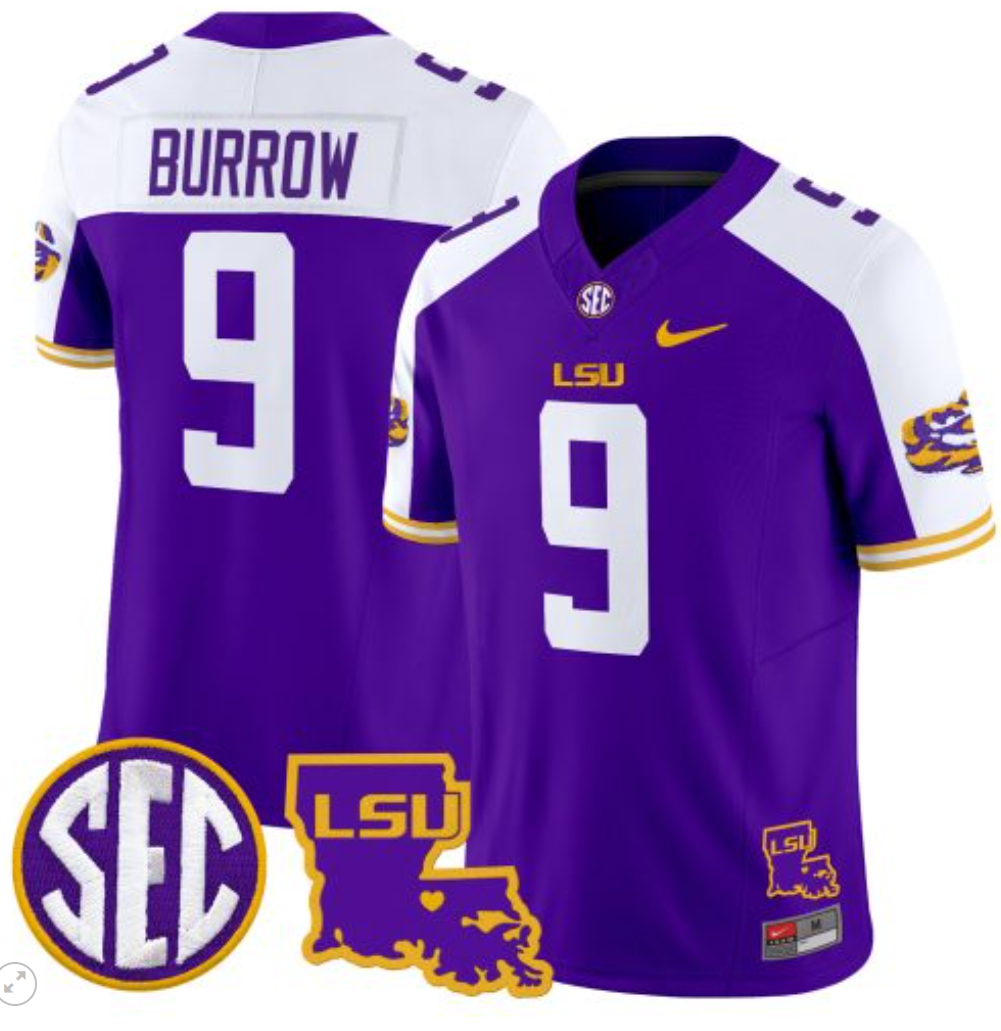 Joe Burrow Jersey #9 LSU Tigers 2024 Louisiana Patch Vapor Limited College Football Stitched Purple Alternate 8 Joe Burrow Jersey #9 LSU Tigers 2024 Louisiana Patch Vapor Limited College Football Stitched Purple Alternate