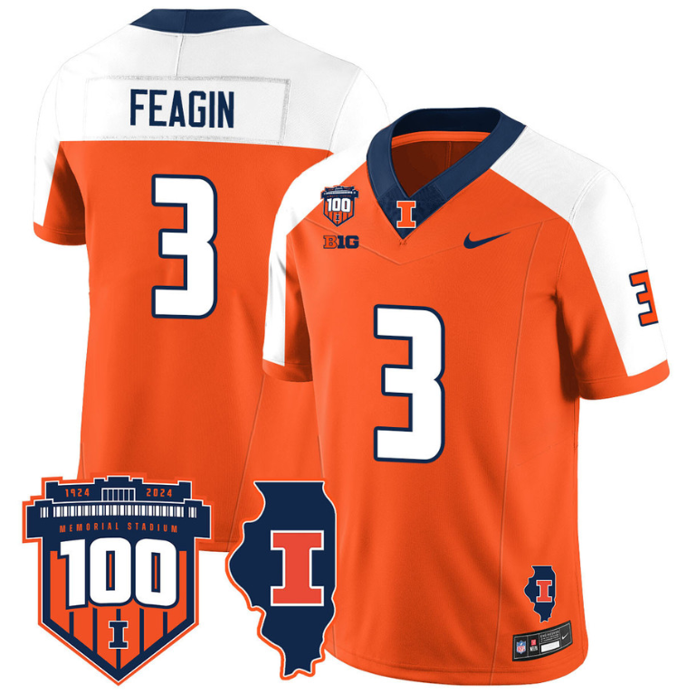 Kaden Feagin Jersey #3 Illinois Fighting Vapor Limited College Football Stitched Orange Alternate 8 Kaden Feagin Jersey #3 Illinois Fighting Vapor Limited College Football Stitched Orange Alternate