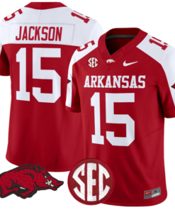 KJ Jackson Jersey #15 Arkansas Razorbacks Vapor Limited College Football Stitched Cardinal Alternate