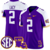 Kyren Lacy Jersey #2 LSU Tigers 2024 Louisiana Patch Vapor Limited College Football Stitched Purple Alternate