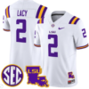 Kyren Lacy Jersey #2 LSU Tigers 2024 Louisiana Patch Vapor Limited College Football Stitched White