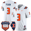 Kaden Feagin Jersey #3 Illinois Fighting Vapor Limited College Football Stitched White