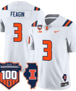 Kaden Feagin Jersey #3 Illinois Fighting Vapor Limited College Football Stitched White