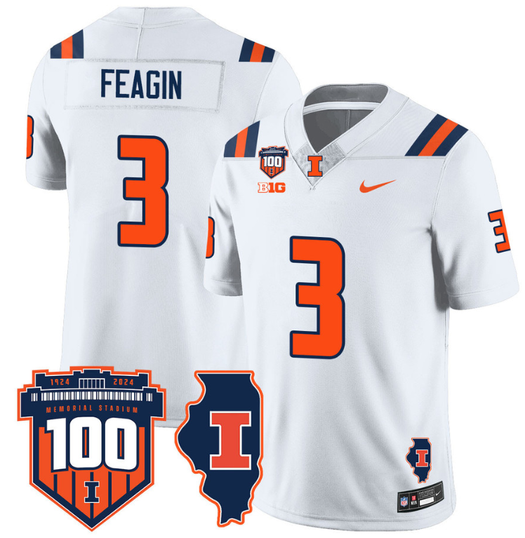 Kaden Feagin Jersey #3 Illinois Fighting Vapor Limited College Football Stitched White 8 Kaden Feagin Jersey #3 Illinois Fighting Vapor Limited College Football Stitched White