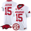 KJ Jackson Jersey #15 Arkansas Razorbacks Vapor Limited College Football Stitched White