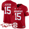 KJ Jackson Jersey #15 Arkansas Razorbacks Vapor Limited College Football Stitched Cardinal