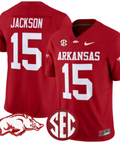 KJ Jackson Jersey #15 Arkansas Razorbacks Vapor Limited College Football Stitched Cardinal