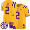 Kyren Lacy Jersey #2 LSU Tigers 2024 Louisiana Patch Vapor Limited College Football Stitched Gold