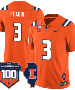 Kaden Feagin Jersey #3 Illinois Fighting Vapor Limited College Football Stitched Orange