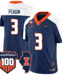Kaden Feagin Jersey #3 Illinois Fighting Vapor Limited College Football Stitched Navy Alternate