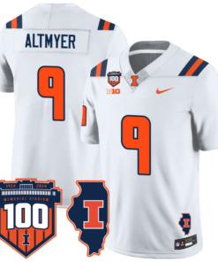 Luke Altmyer Jersey #9 Illinois Fighting Vapor Limited College Football Stitched White