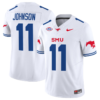 LJ Johnson Jr Jersey #11 SMU Mustangs Icy College Football Vapor Limited White
