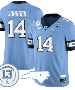 Max Johnson Jersey #14 North Carolina Tar Heels Vapor College Football Stitched Alternate Blue